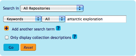 Archives Hub search interface