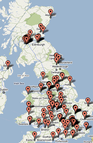 image of archives hub map of contributors