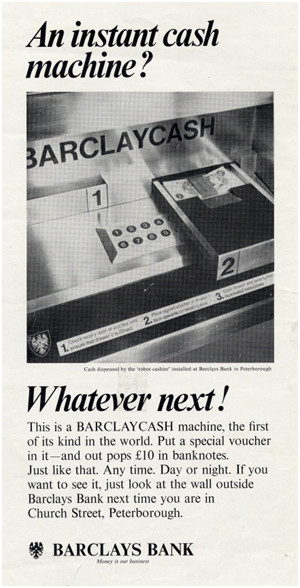 Cash dispenser advert, 1967