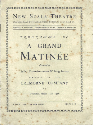 Image of Programme of A Grand Matinée devoted to Ballet, Divertissements & Song Scenas, 1926.
