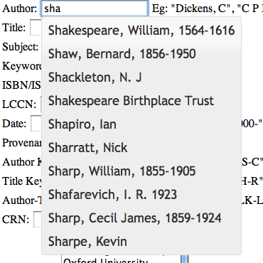 Auto-complete for "sha"