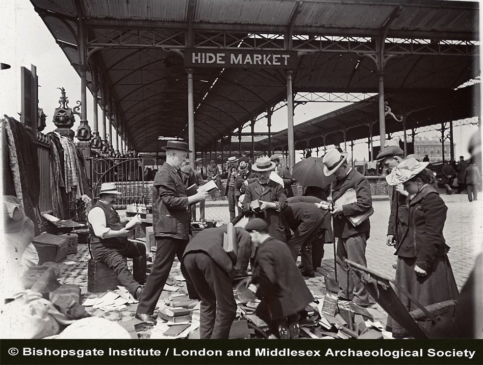 Book sale at market, ca. 1910. Image credit: Bishopsgate Institute/LAMAS.
