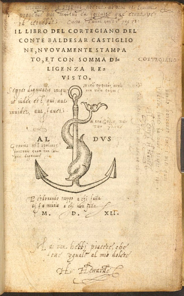 Image of Baldassare Castiglione, Il Libro Cortegiano (1541).