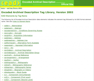 screenshot of EAD Tag Library
