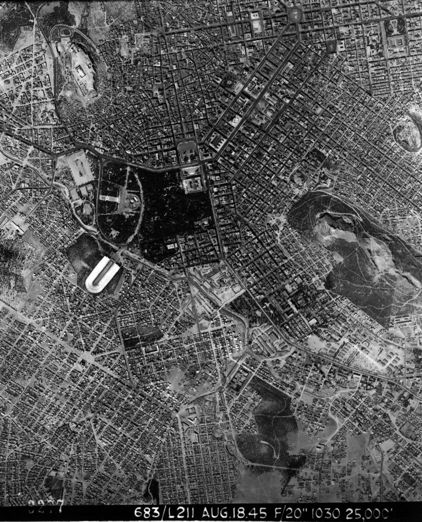 Photographic frame showing the centre of Athens