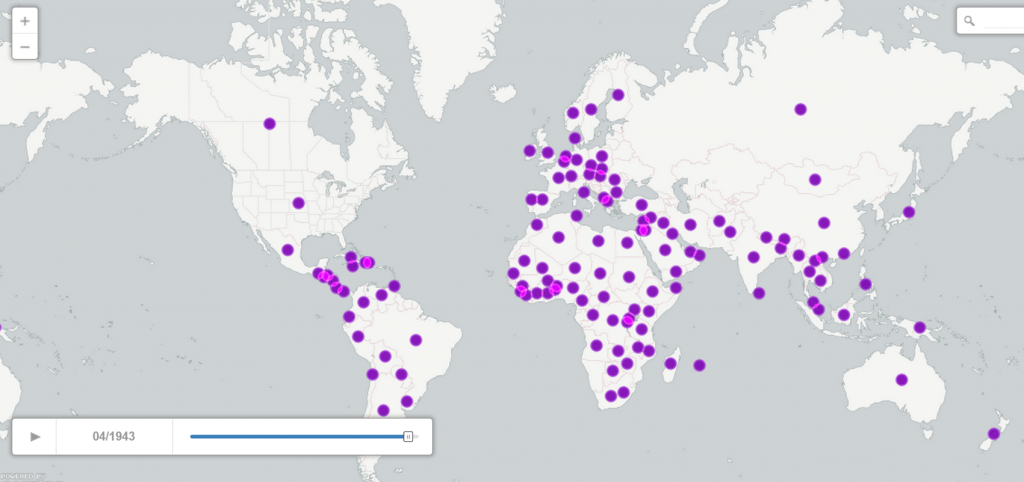 Visualisation showing studies over time