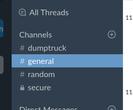 Screenshot of Slack Channels