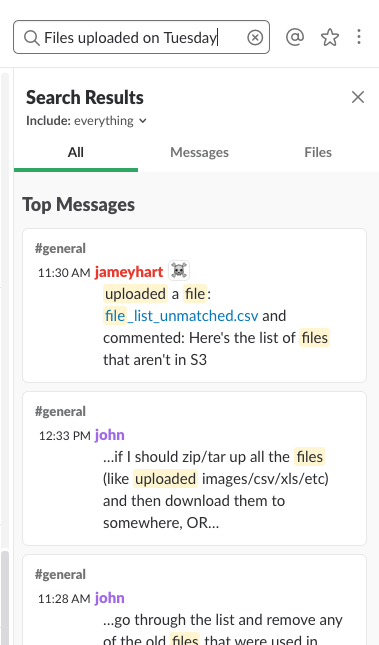 Search Bar in Slack